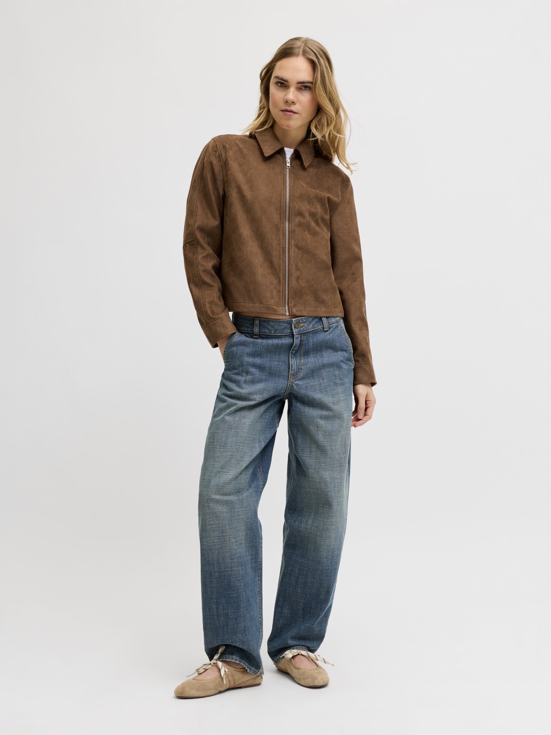 JXRHEA - Faux leather jacket - cognac