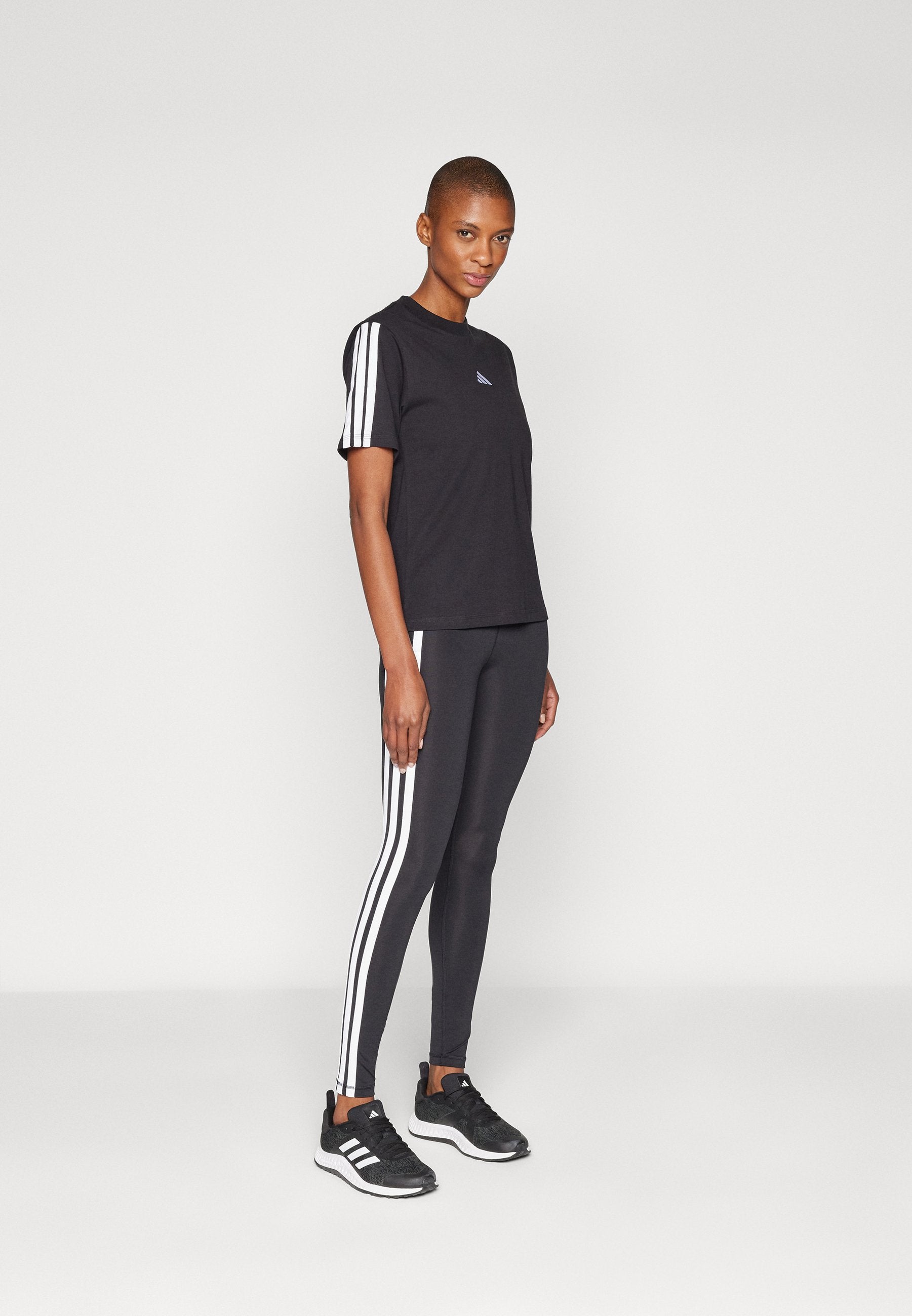 OPTIME ESSENTIALS WORKOUT 3 STRIPES 7/8 - Leggings - black/white