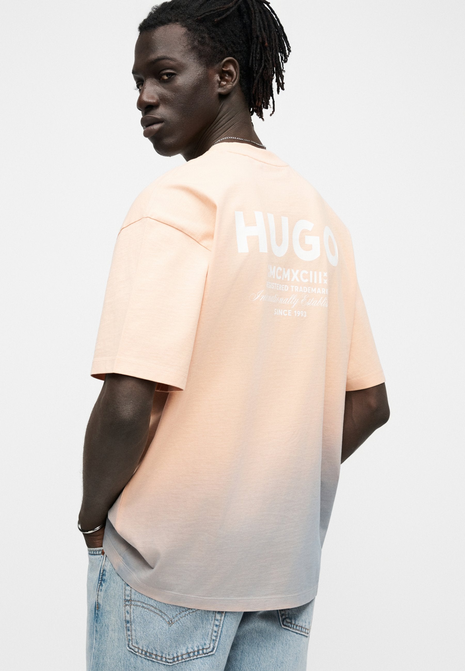 NALONO - T-shirt imprimé - orange pastel clair