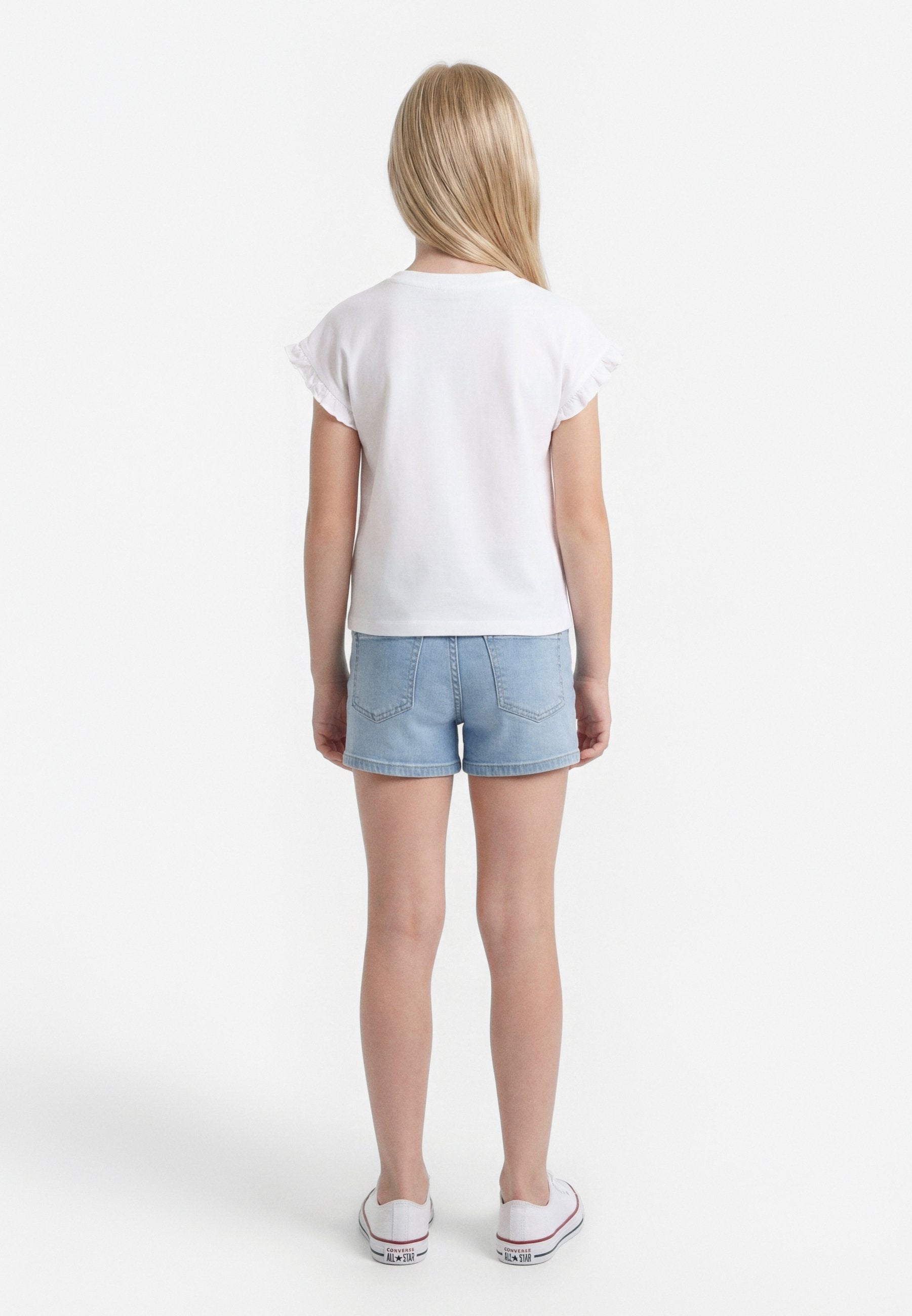 ESSENTIAL RUFFLE CUFF RELAXED TOP - Basic T-shirt - white