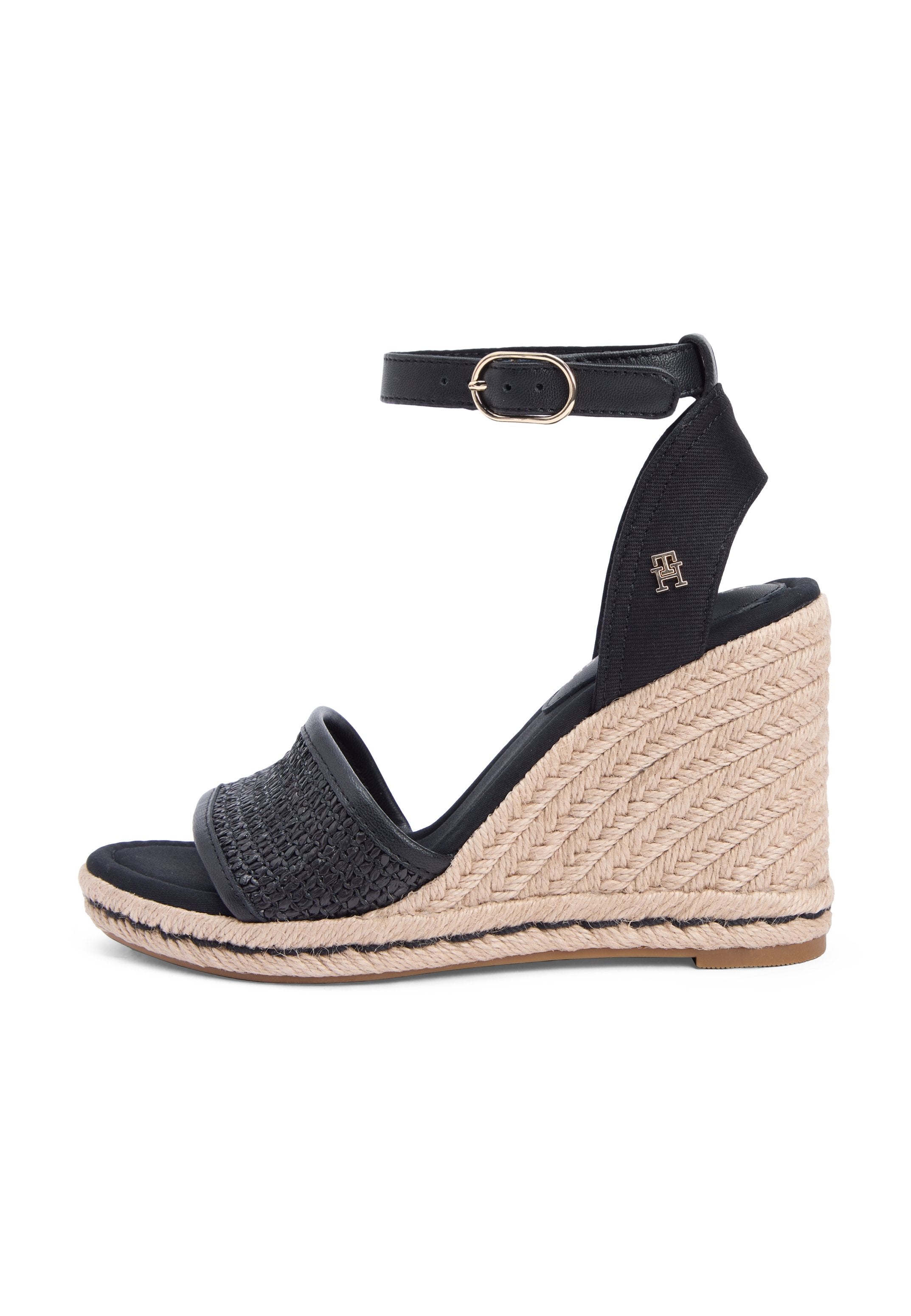 RAFFIA STRAP HIGH WEDGE ESPADRILLES - Wedge sandals - black