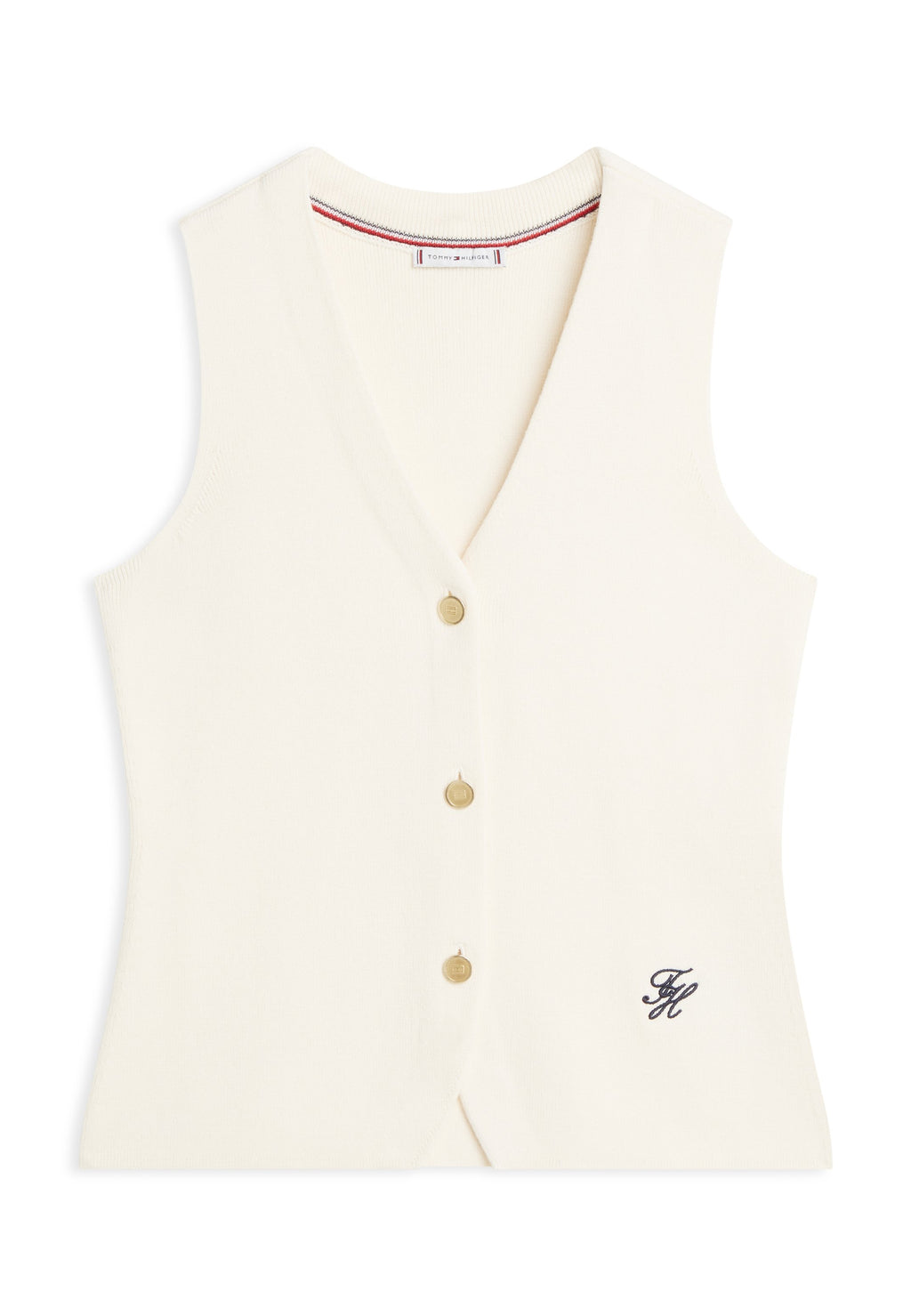 GILET EN MAILLE FINE COL V PRÈS DU CORPS - Gilet - calicot