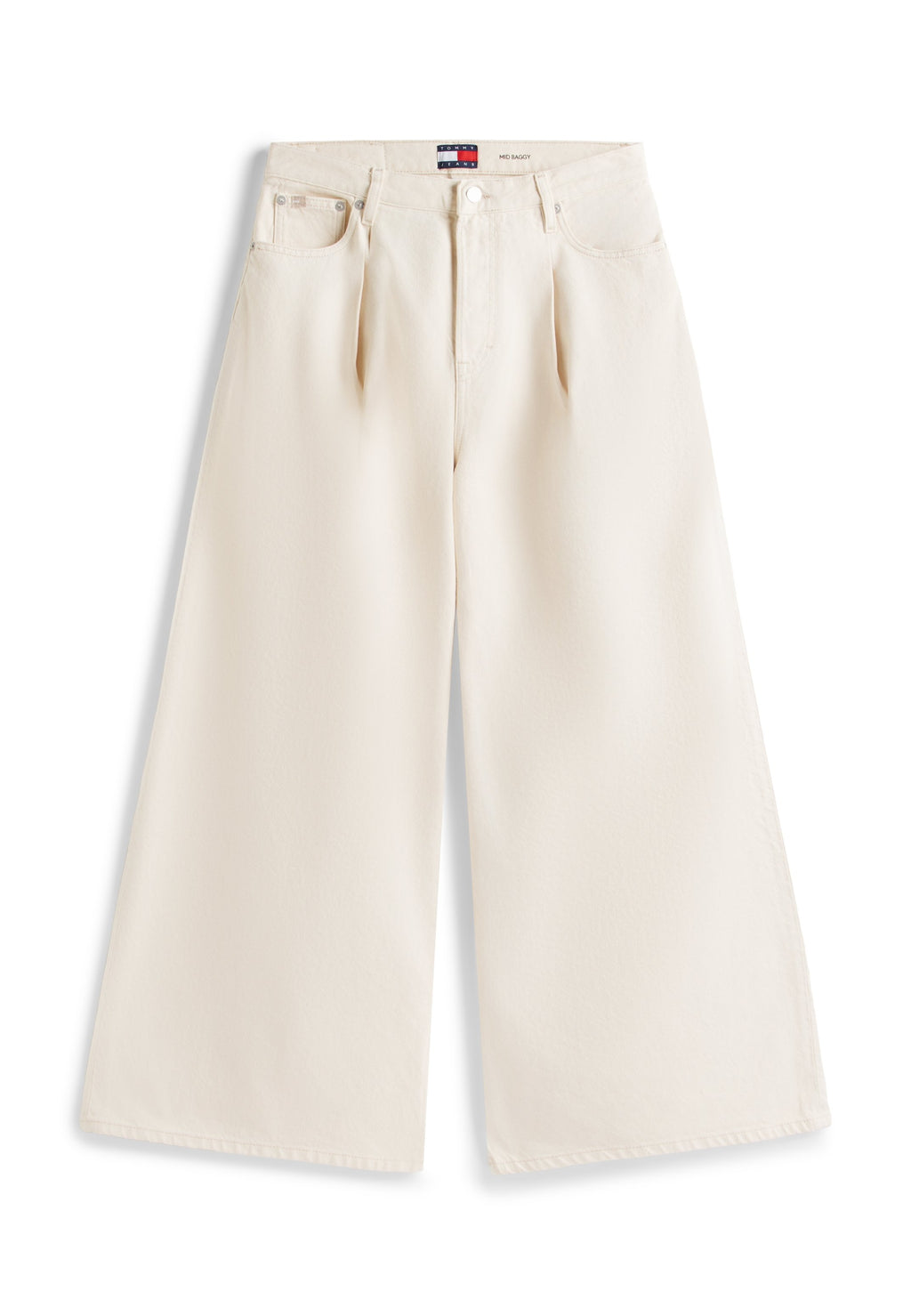 JEANS PLISSÉS À COUPE DROITE DÉCONTRACTÉE ET TAILLE MI-HAUTE - Jeans Baggy - blanc