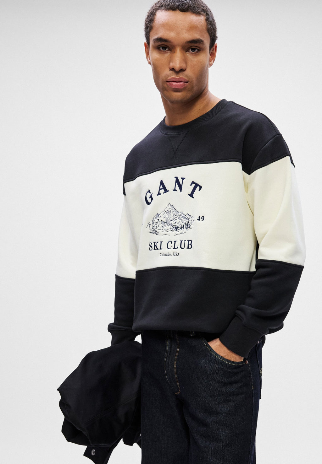BLOCKED EMBROIDERED - Sweatshirt - black/off-white