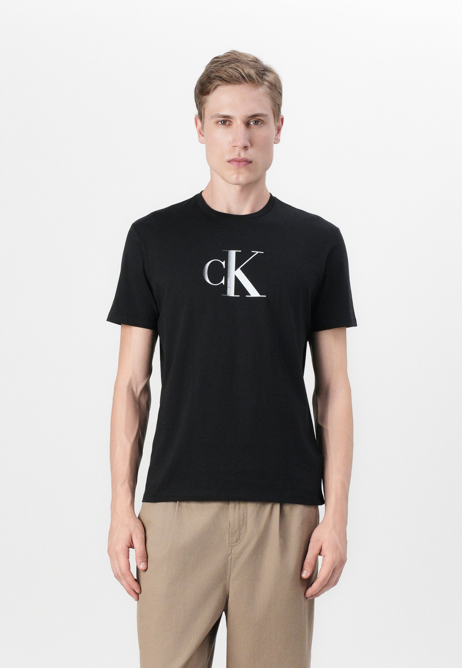 ORTA MONOGRAM KLASİK - Baskılı Tişört - siyah
