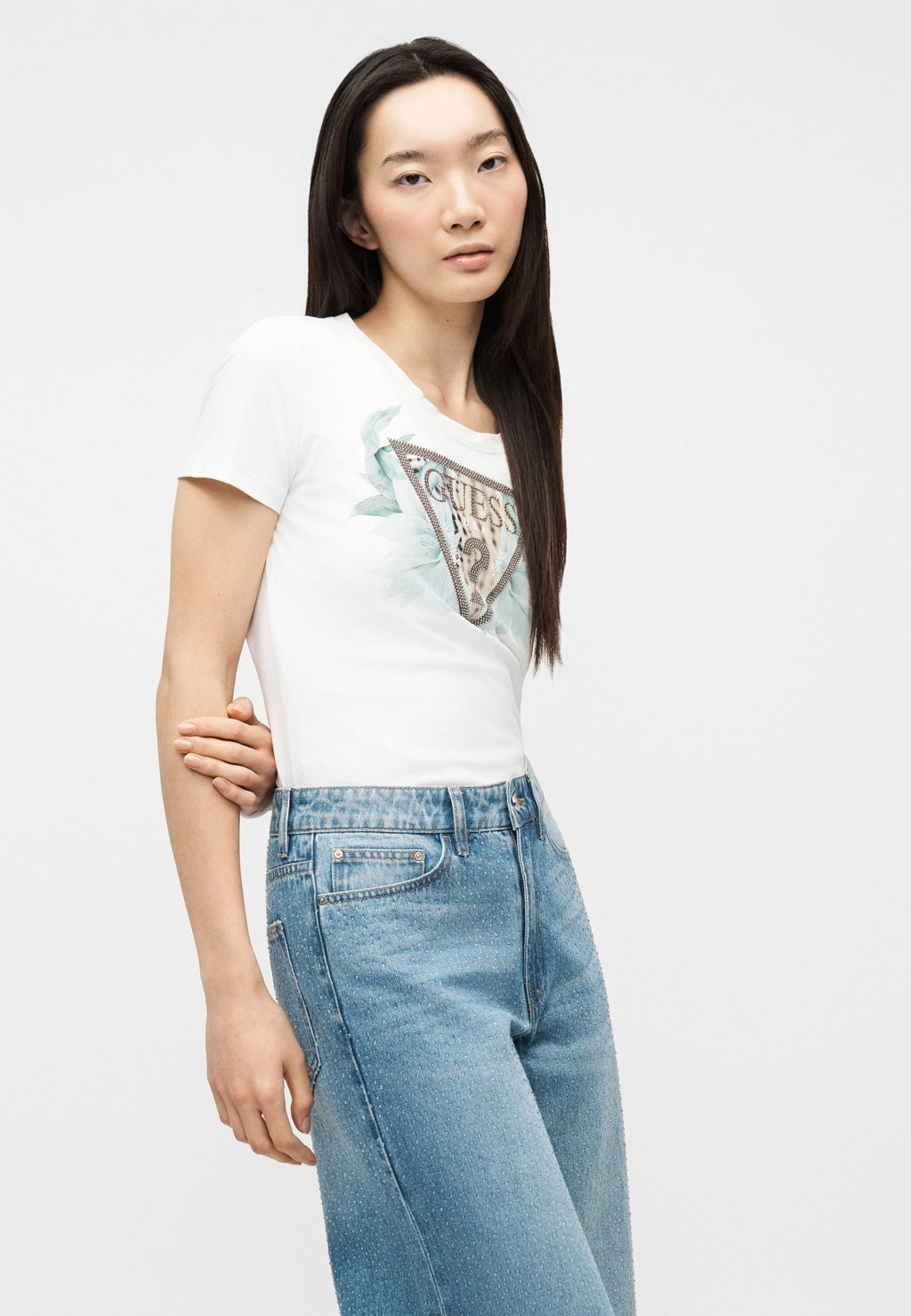 FLOWER TRIANGLE TEE - Print T-shirt - pure white