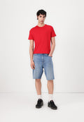 SLIM TEE  - Basic T-shirt - ecru/dark night navy/red