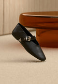 Ankle strap ballet pumps - black