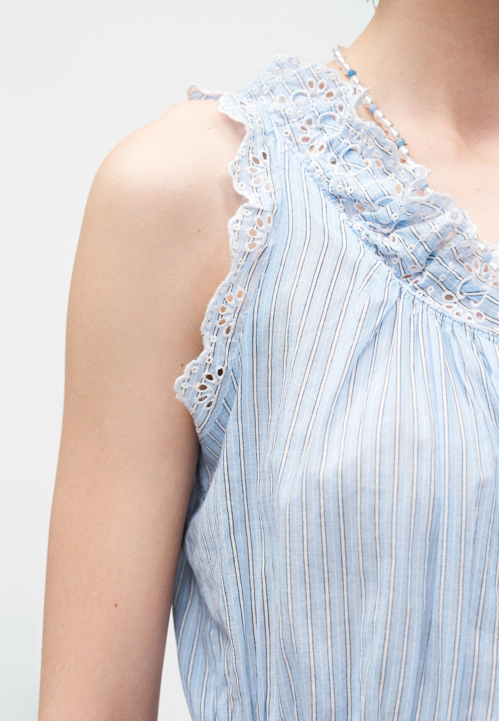 CINCHED TIE FRONT  - Blouse - blue/white