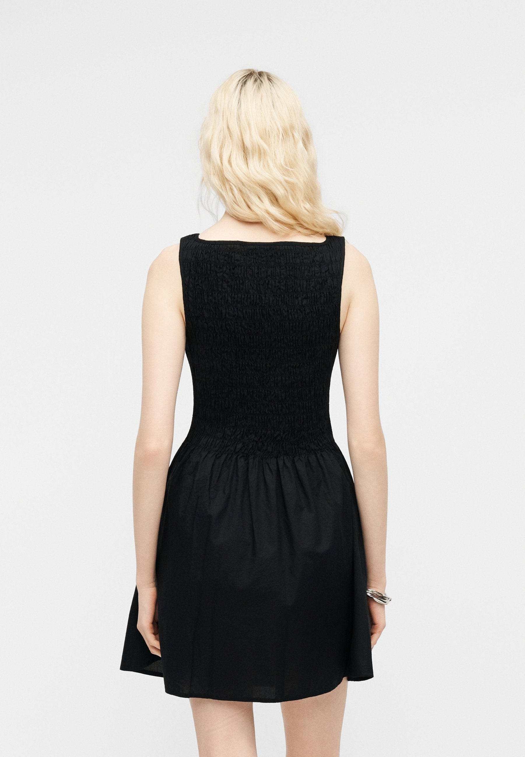 SMOCKED DRESS - Day dress - true black