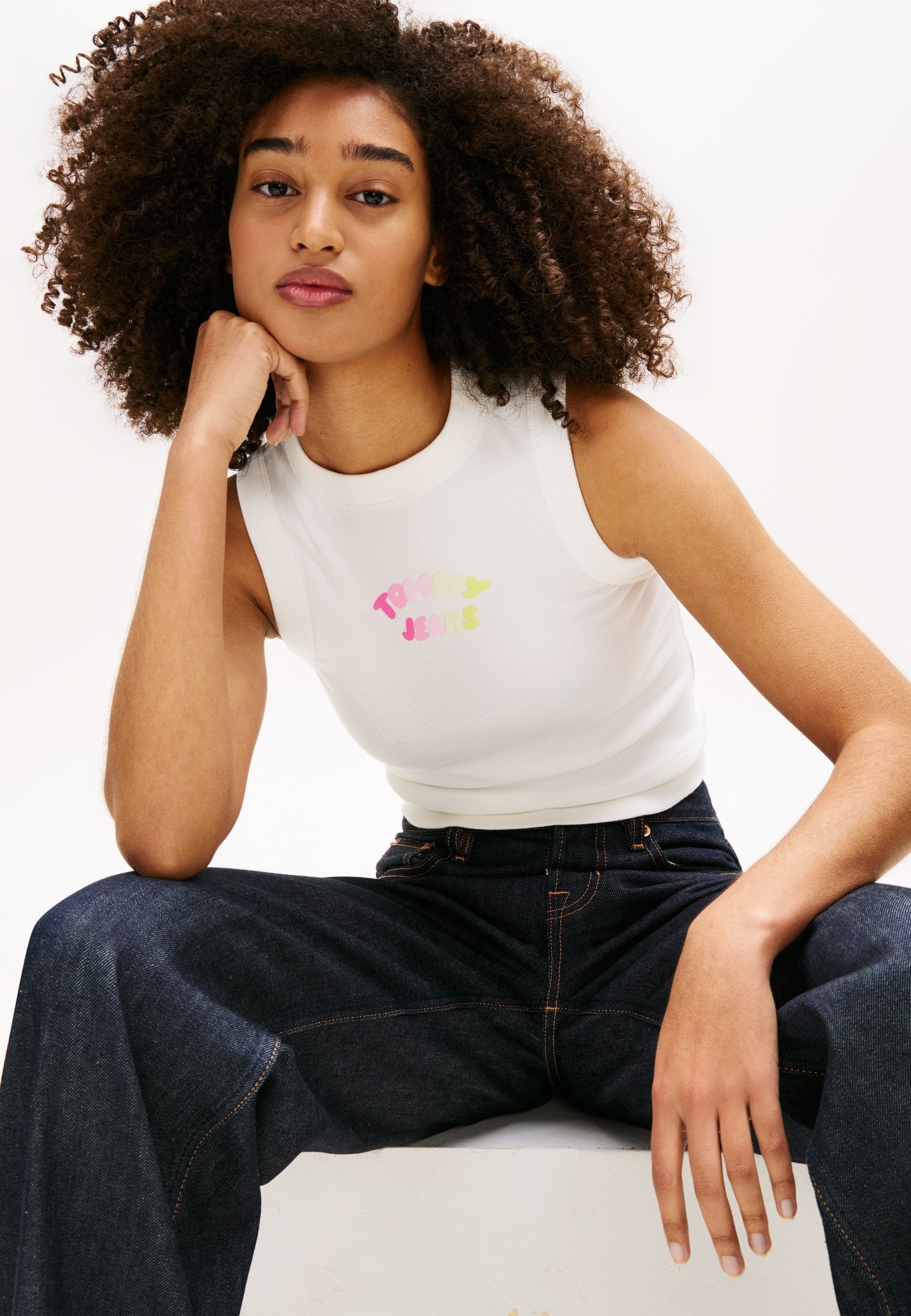 BUBBLE LOGO SLIM TANK TOP - Top - ecru