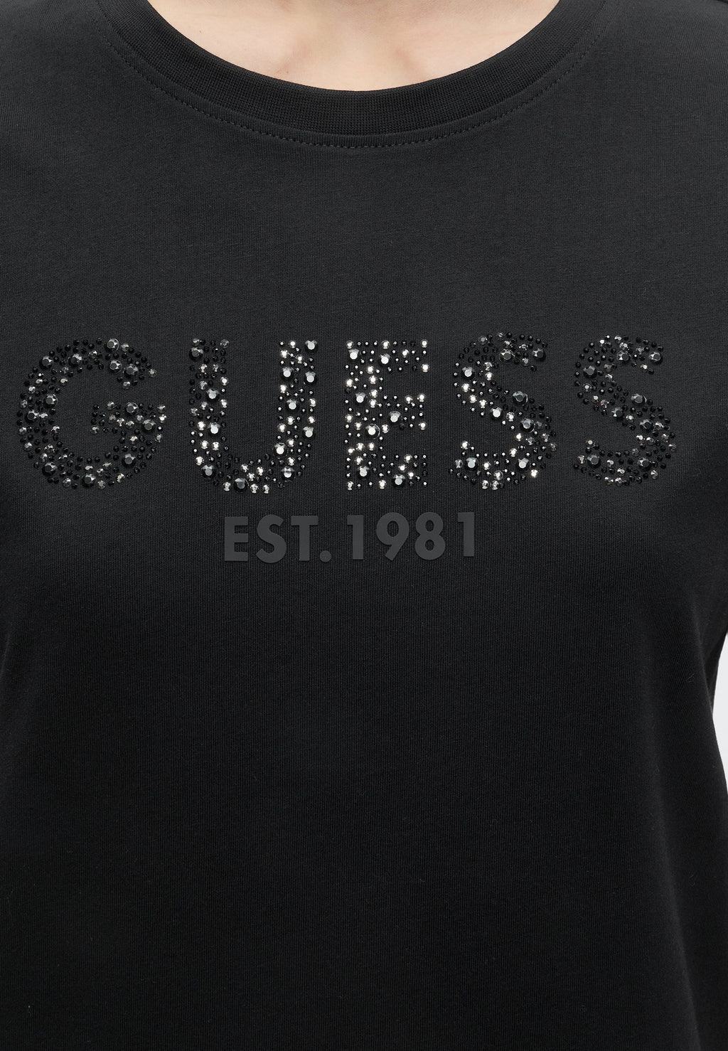 STUDS SCRIPT TEE - Print T-shirt - jet black