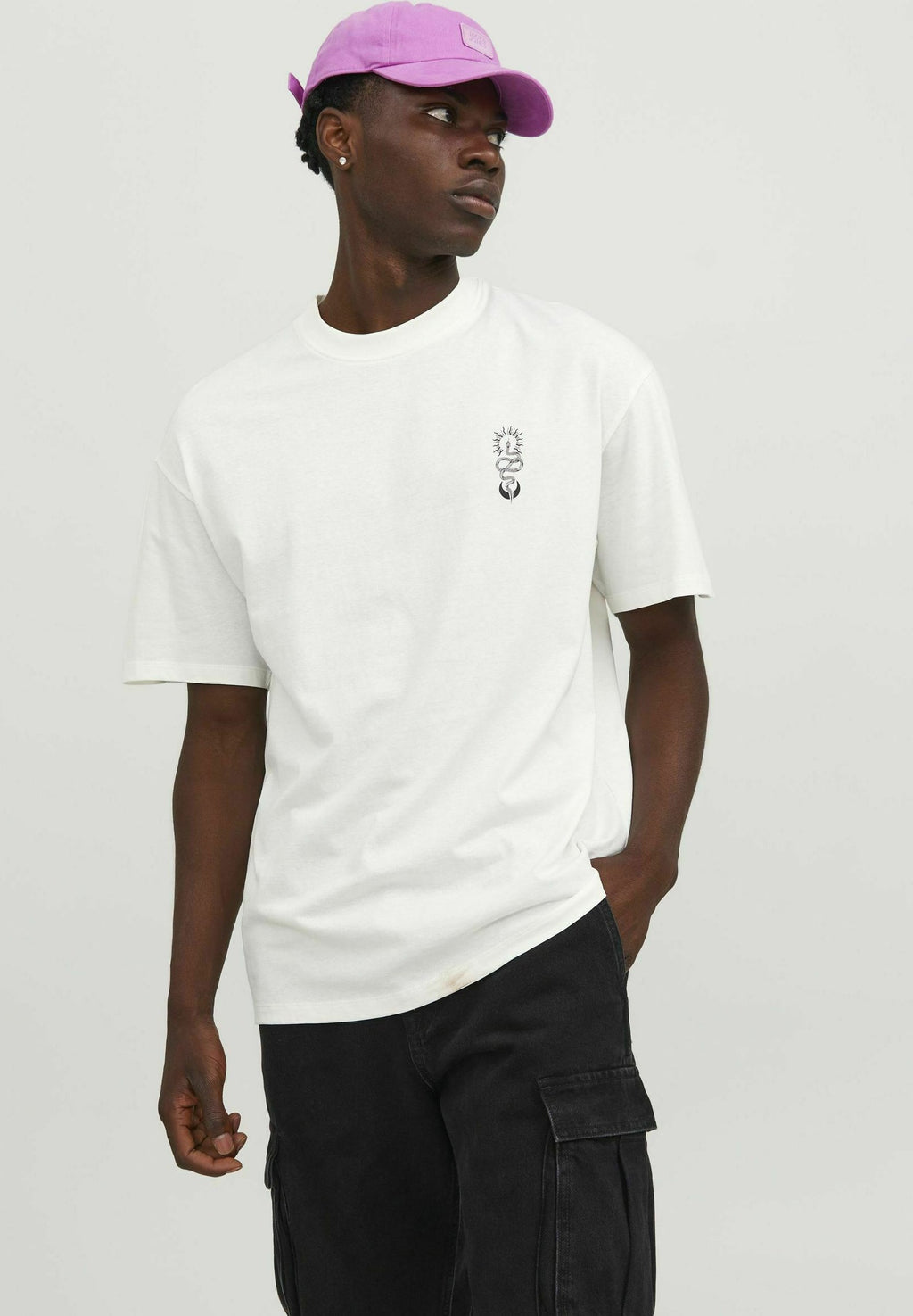 JJHEKTOR TEE CREW NECK - T-shirt imprimé - cloud dancer