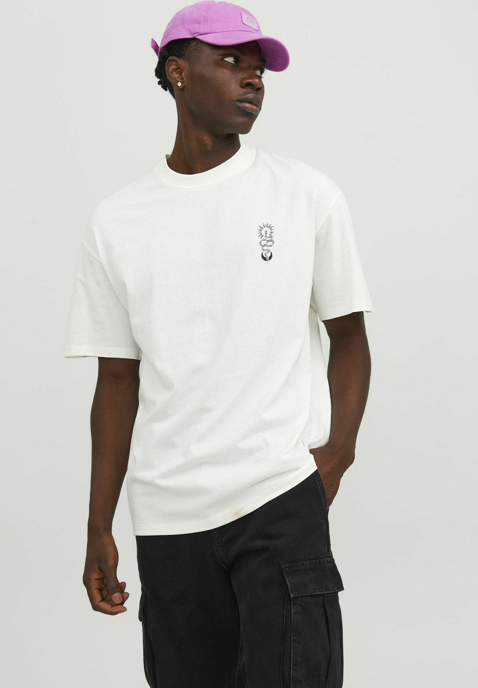 JJHEKTOR TEE CREW NECK - T-shirt imprimé - cloud dancer