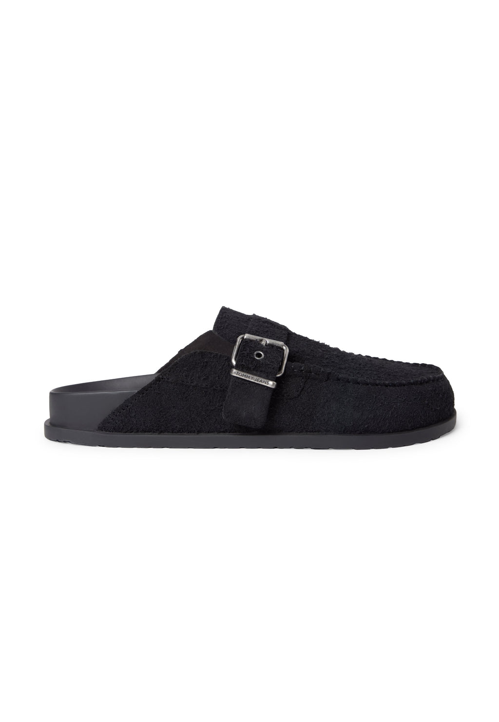 TEXTURED WASHED SUEDE LOAFER MULES - Mules - black