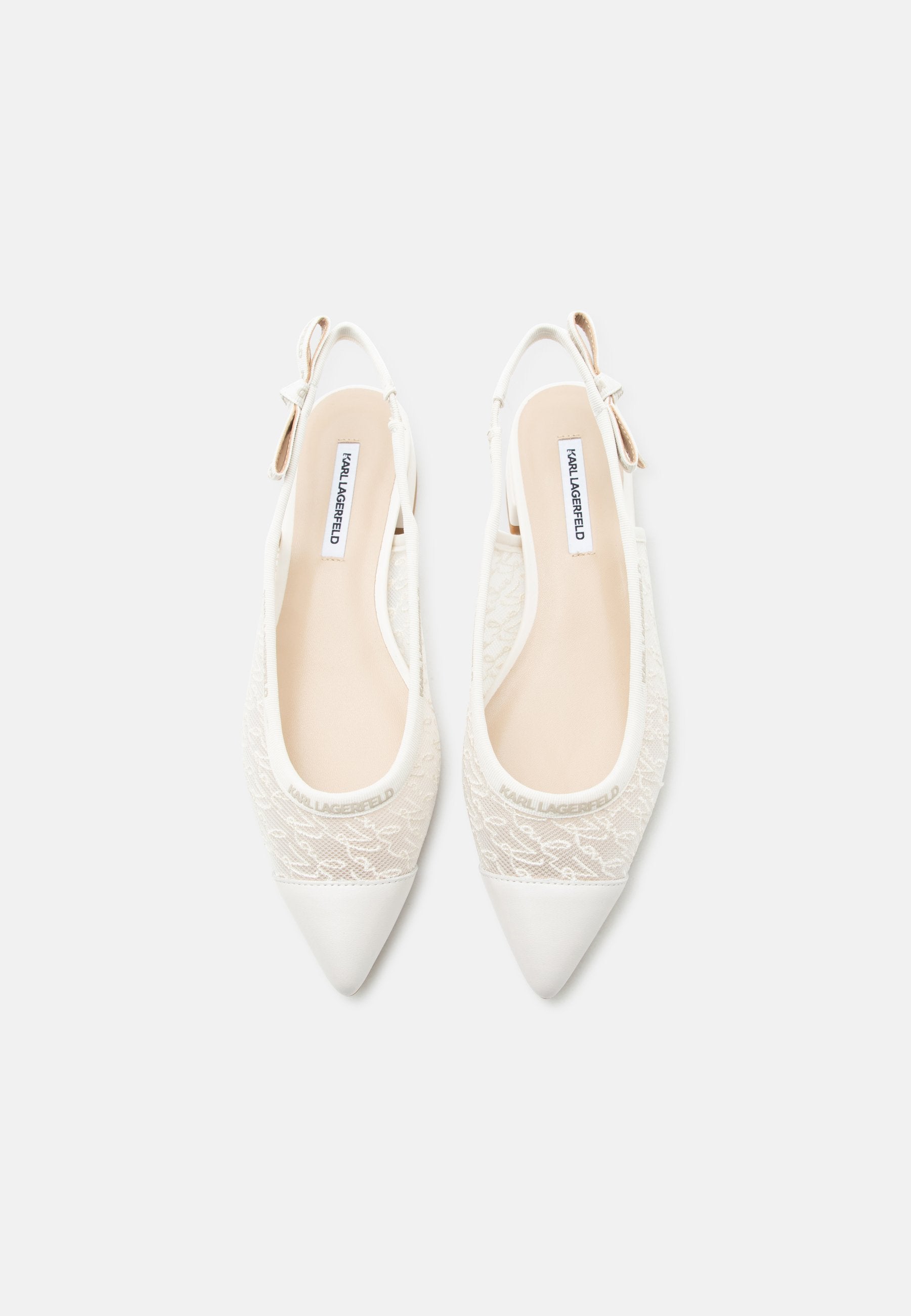 KERRIE SCRIPT LACE SLING - Slingback ballet pumps - white