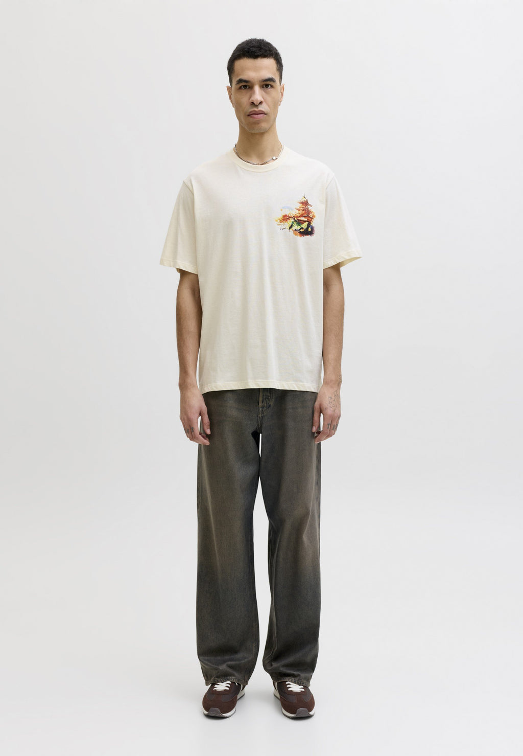 JORBIG JAPAN TEE 3 PACK - Print T-shirt - antique white/antique purple/asphalt