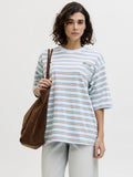 JXRHEA LOOSE SS STRIPE TEE JRS - Print T-shirt - skyway/lentil/vanilla ice