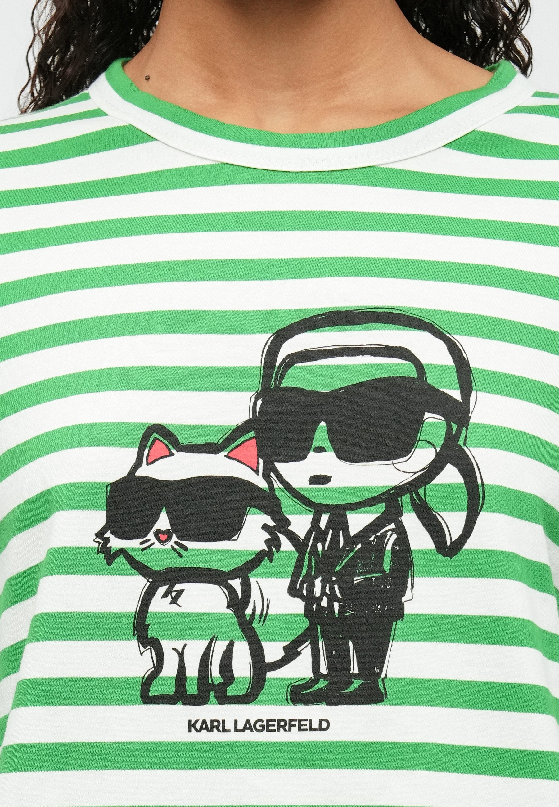 IKON STRIPE LONG-SLEEVED - Haut à manches longues - cannoli cream/fern green