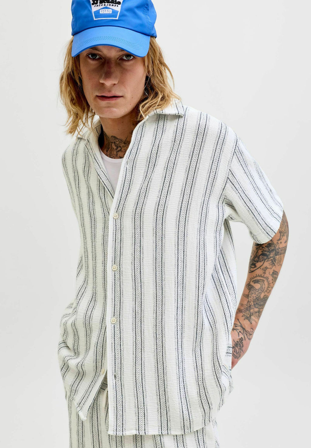 JORCOBA STRIPE RESORT SHIRT SS SN - Chemise - cloud dancer