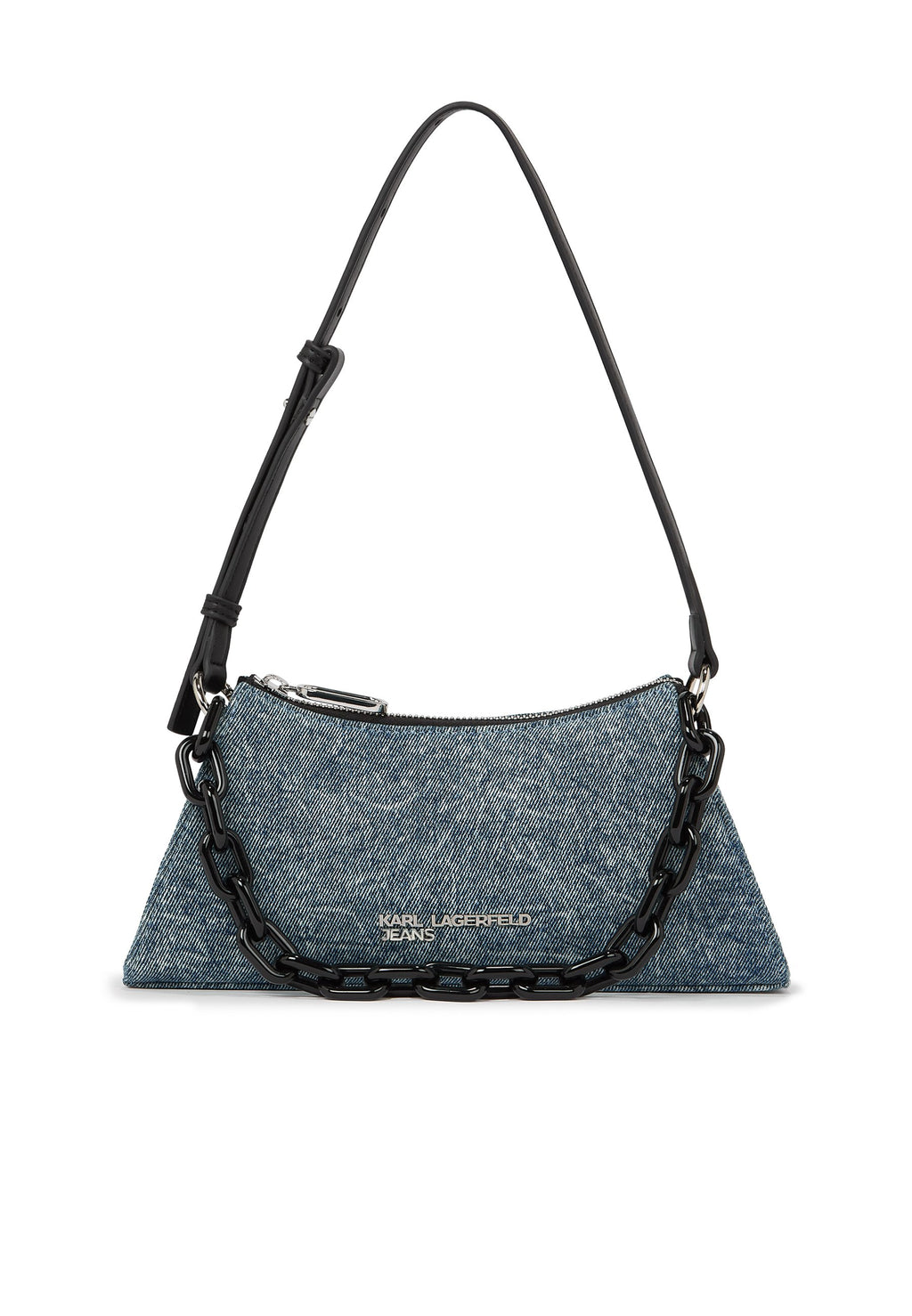 KLJ DENIM CHAIN SM SHOULDERBAG - Cross body bag - washed medium blue