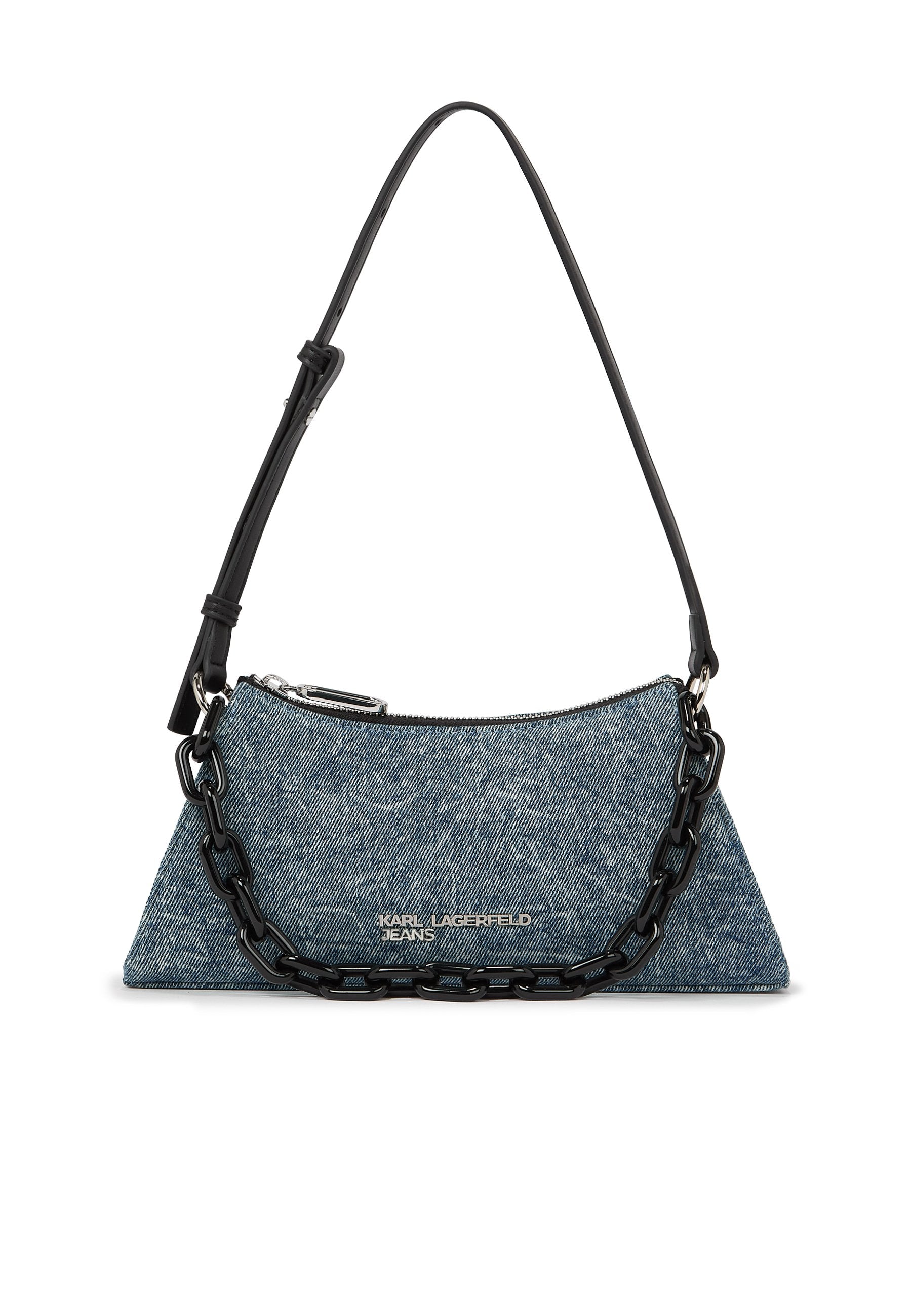 KLJ DENIM CHAIN SM SHOULDERBAG - Cross body bag - washed medium blue