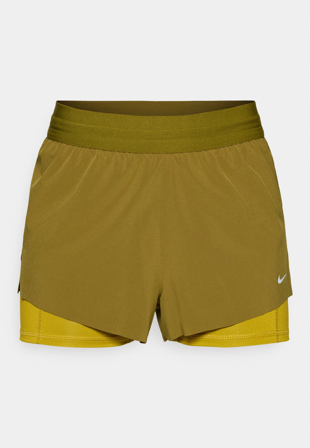 SWIFT - 2-in-1 shorts - olive flak/peat moss/reflective silver-coloured