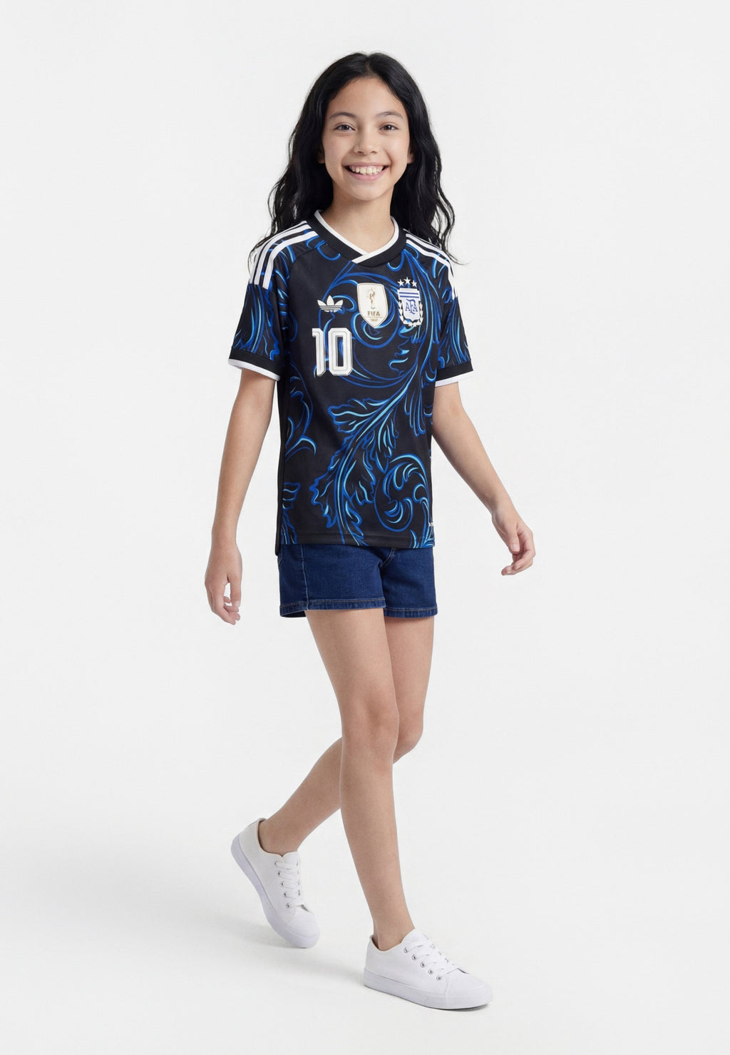 ARGENTINA AWAY KIDS MESSI UNISEX  - Sports T-shirt - black/lucid blue/blue burst