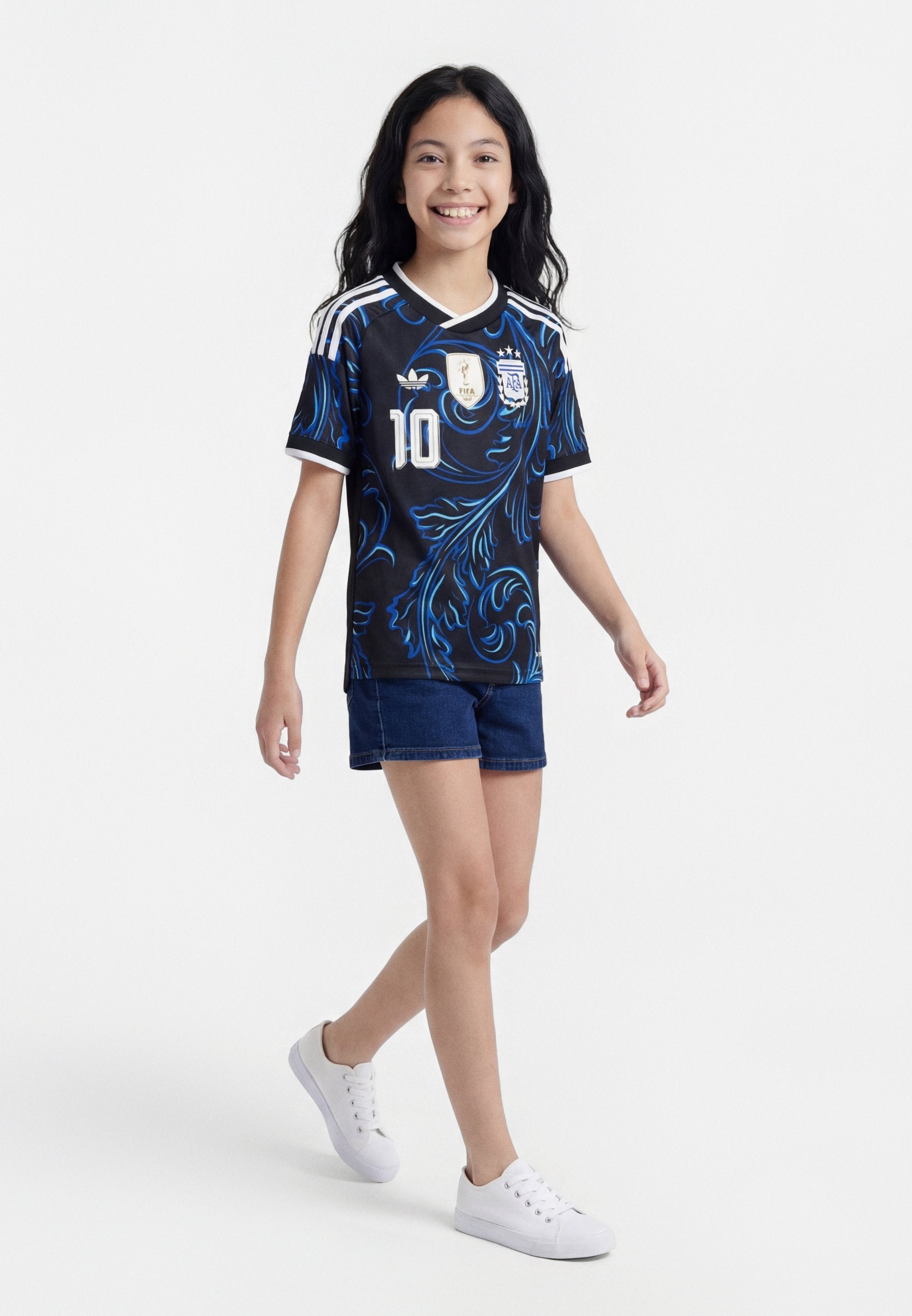 ARGENTINA AWAY KIDS MESSI UNISEX  - Sports T-shirt - black/lucid blue/blue burst