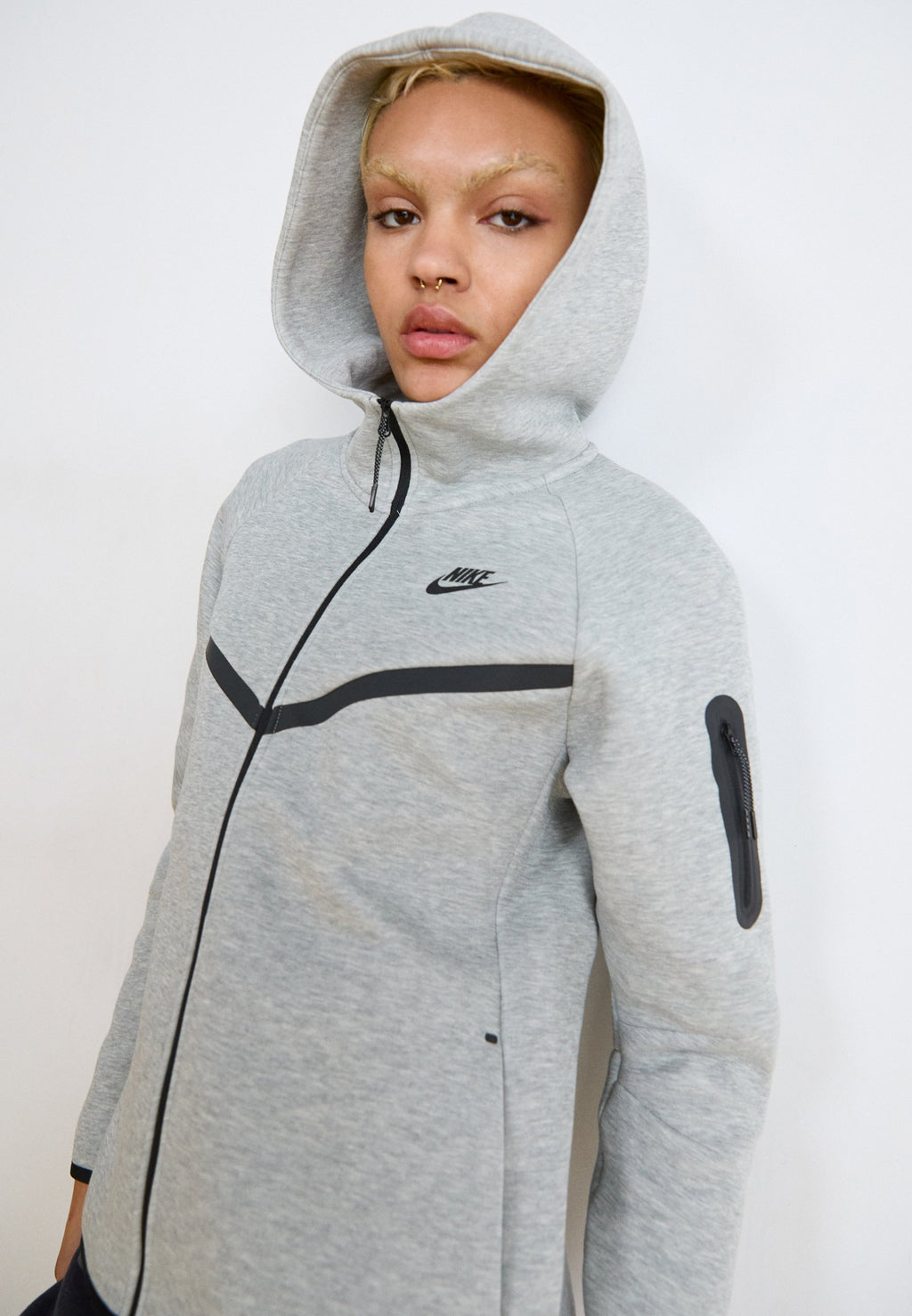 Sweat zippé - gris chiné foncé/noir