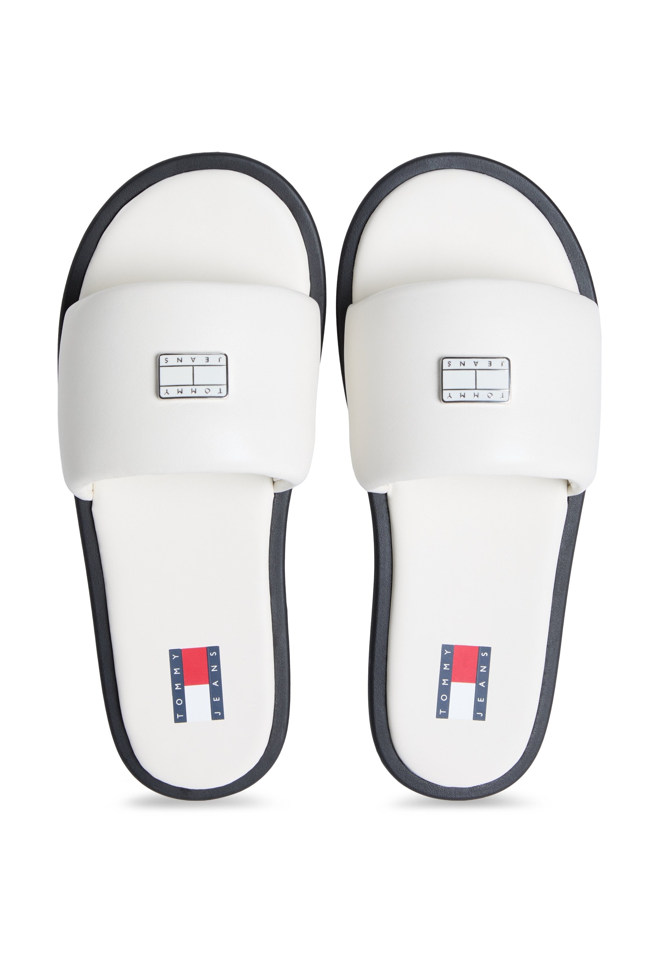 LEATHER PADDED STRAP SLIDES - Mules - ivory
