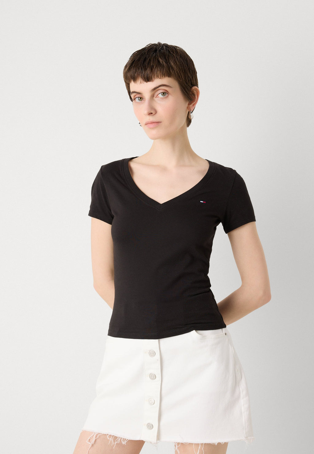 V NECK TEE 2 PACK - Basic T-shirt - black