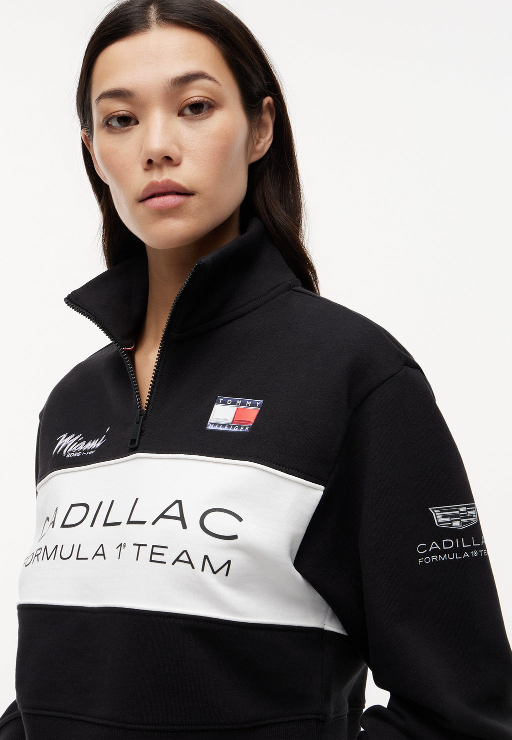 TH X CADILLAC FORMULE 1 TEAM HALF ZIP MIAMI - Sweat-shirt - black/stone grey/white