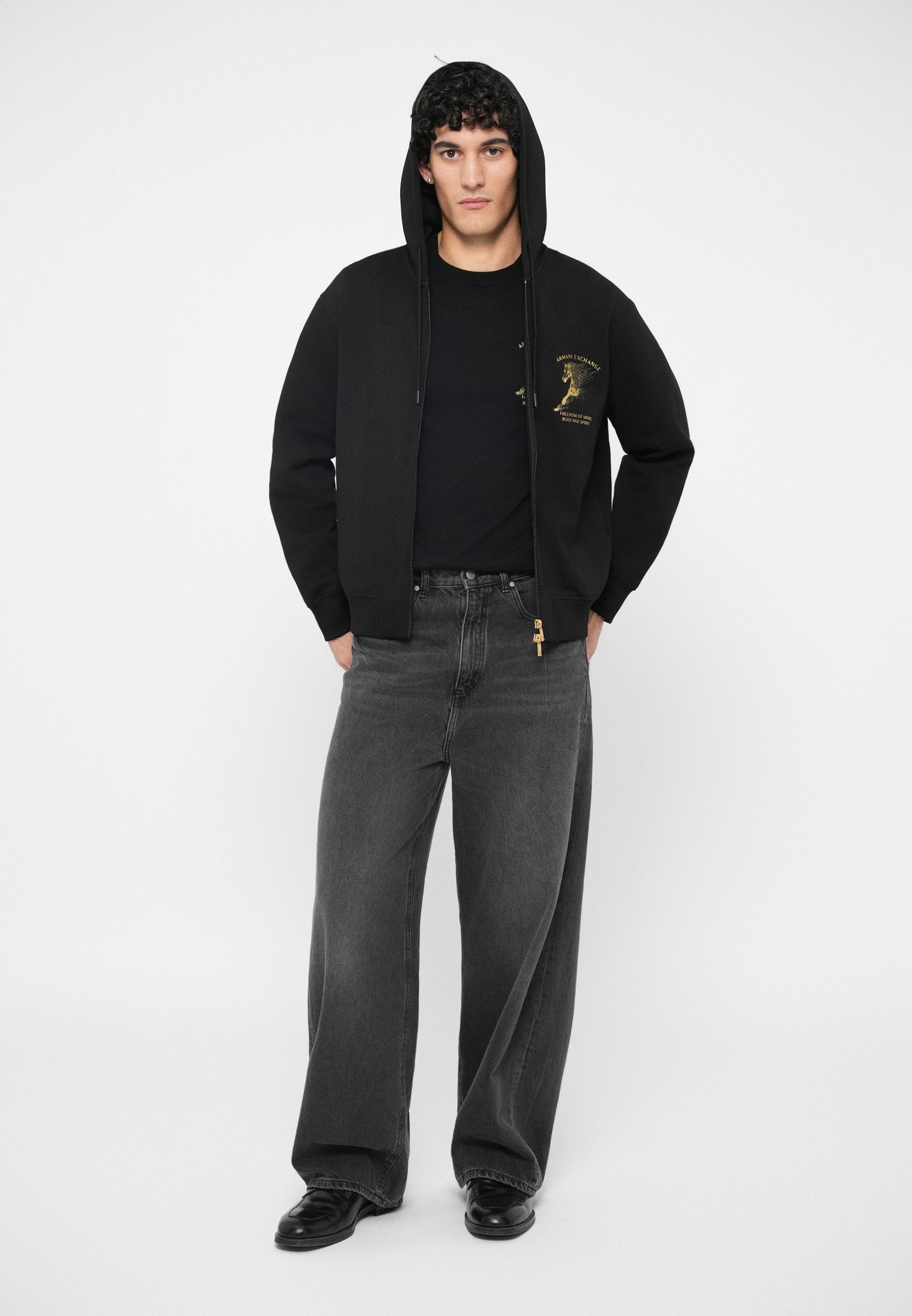 UNISEX - Zip-up sweatshirt - black