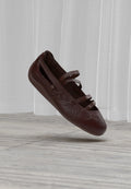 SPEEDCAT - Ankle strap ballet pumps - chocolate brown/silver-coloured