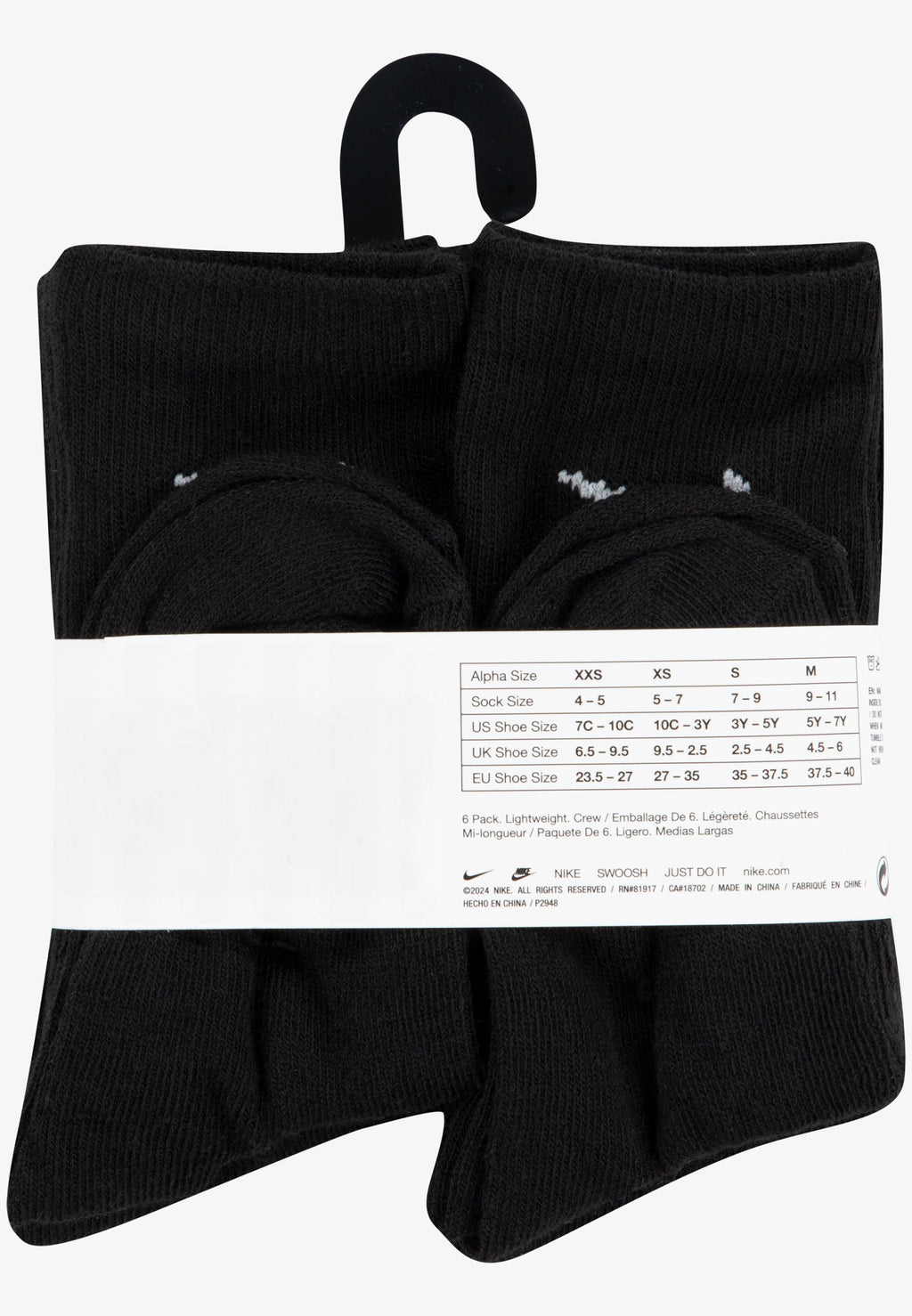 BASIC CREW UNISEX 6 PACK - Socks - black