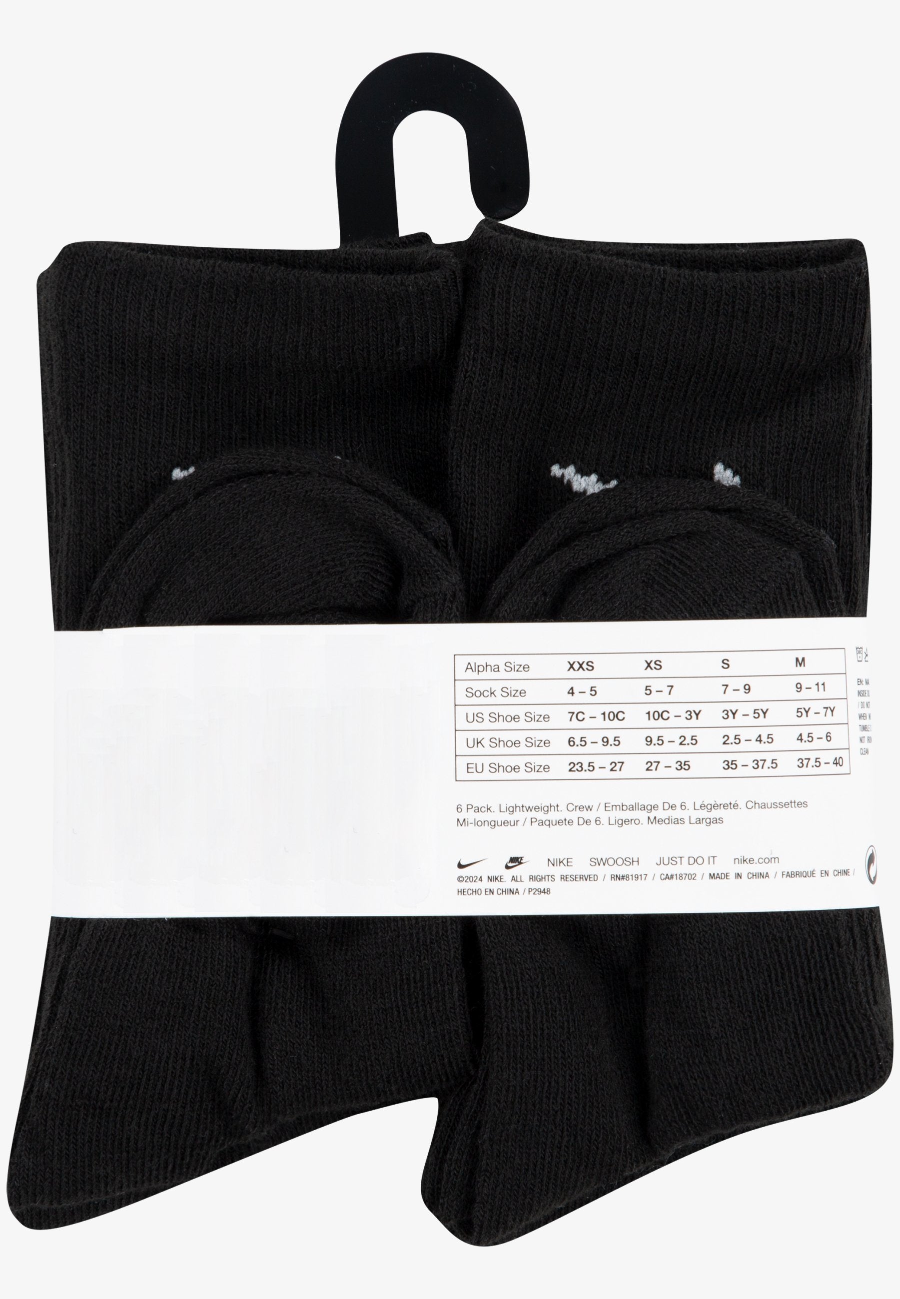 BASIC CREW UNISEX 6 PACK - Socks - black