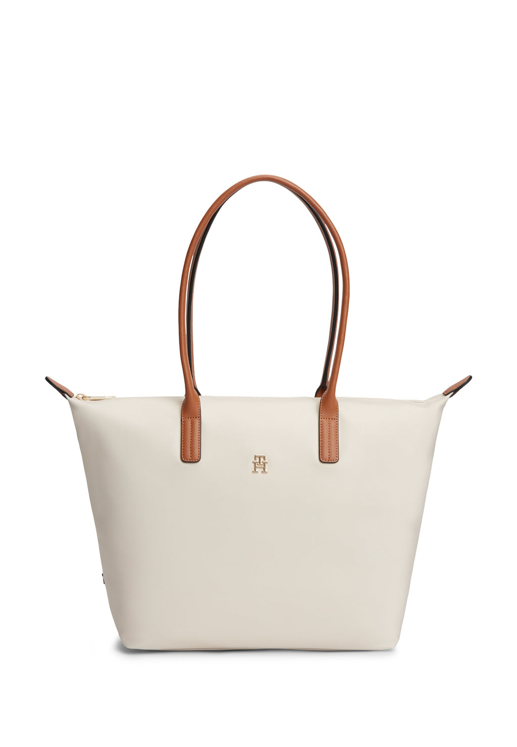 TH MONOGRAM CONTRAST HANDLE TOTE BAG - Tote bag - soft cream