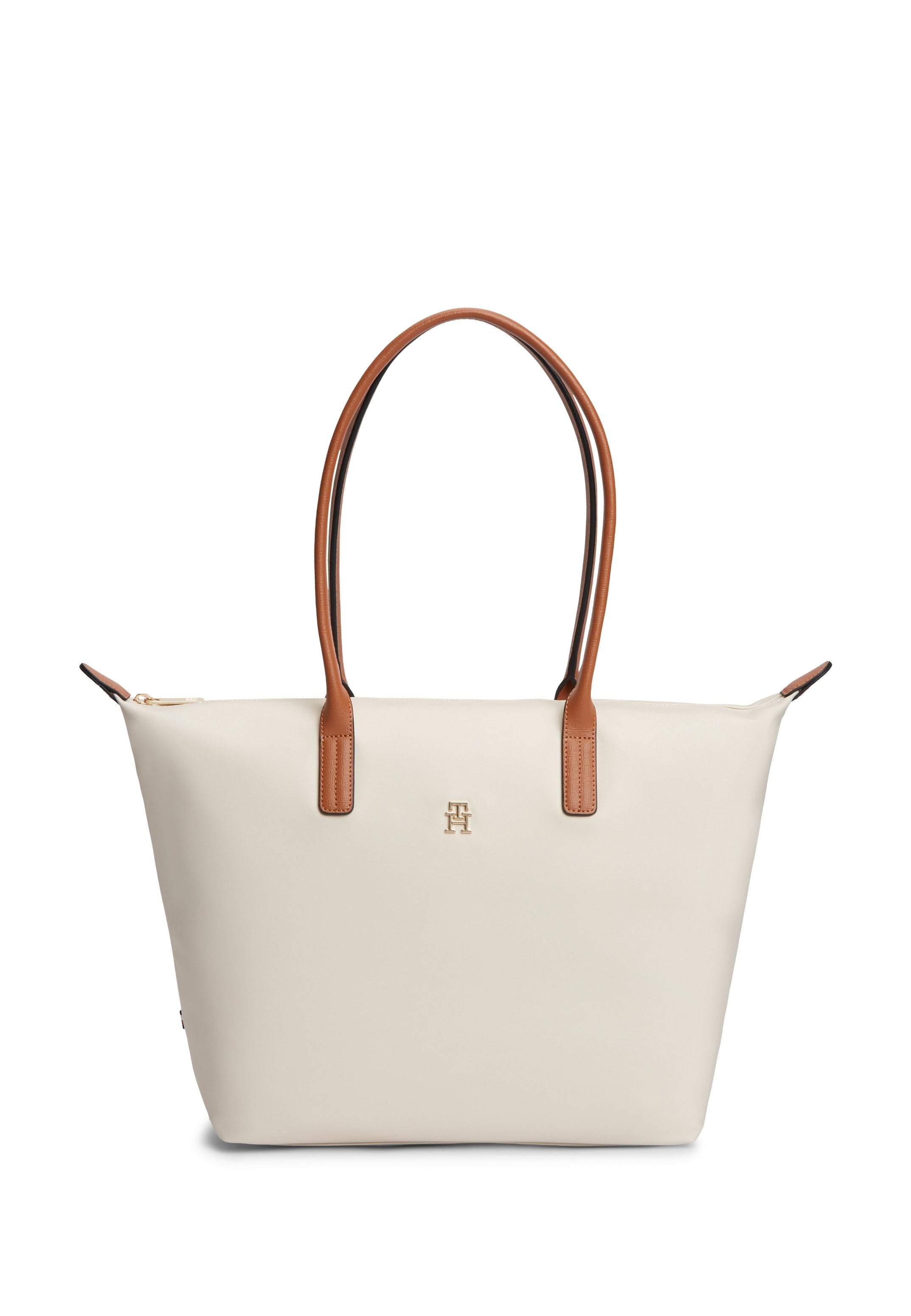 TH MONOGRAM CONTRAST HANDLE TOTE BAG - Tote bag - soft cream