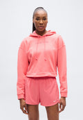 KAPÜŞONLU SWEATSHIRT - Polar süveter - mercan/beyaz