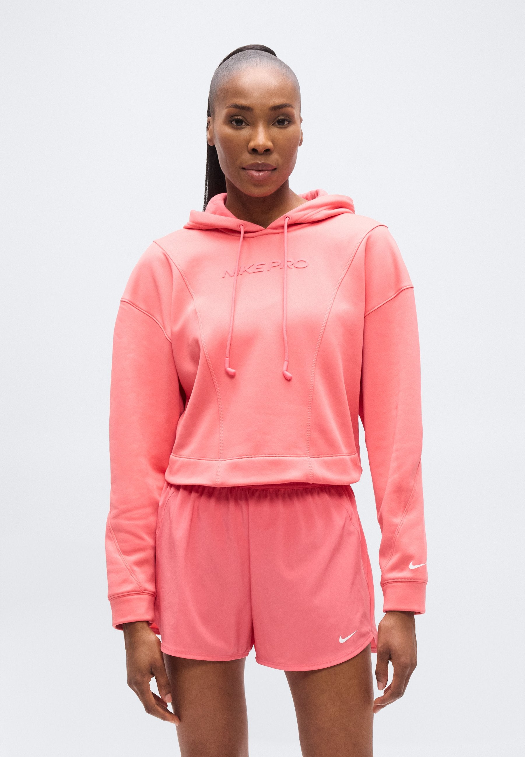 KAPÜŞONLU SWEATSHIRT - Polar süveter - mercan/beyaz