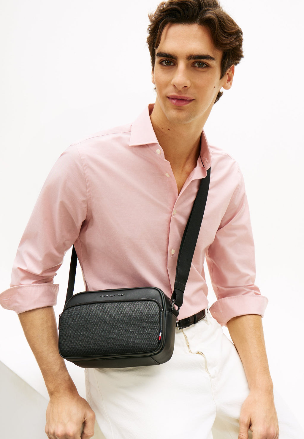 WOVEN PANEL CROSSBODY CAMERA BAG - Cross body bag - black