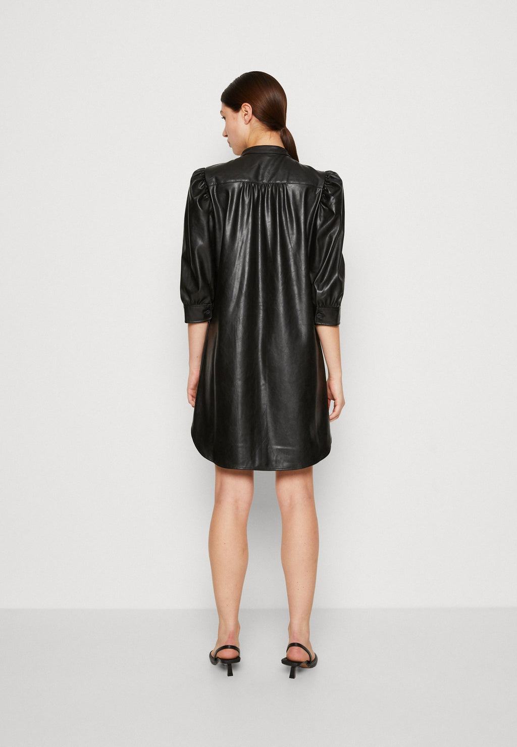 PUFF SHIRTDRESS - Shirt dress - black