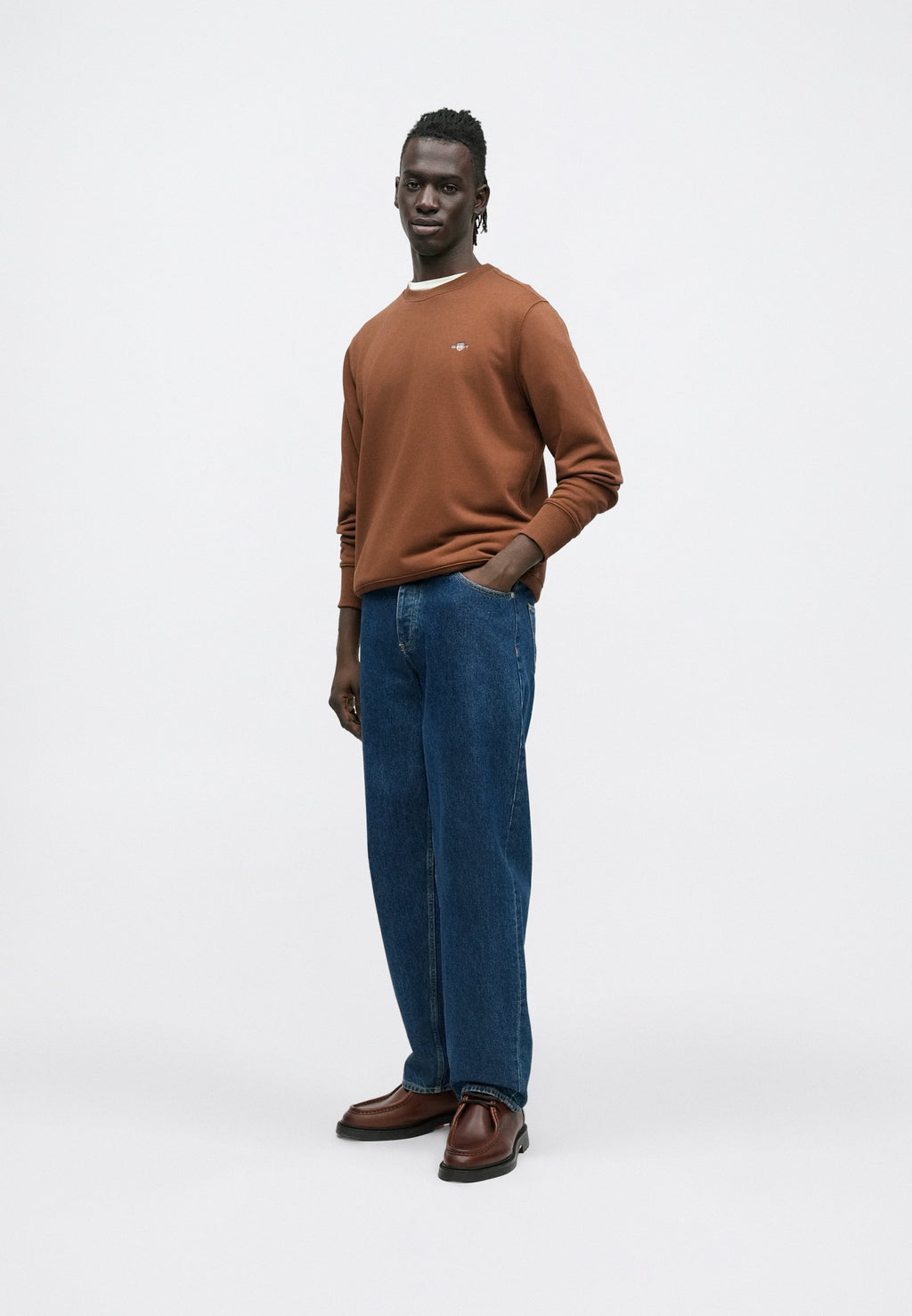 REG  SHIELD C NECK - Sweatshirt - mahogany brown
