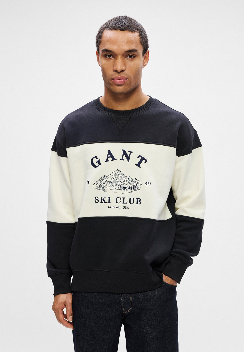 BLOCKED EMBROIDERED - Sweatshirt - black/off-white