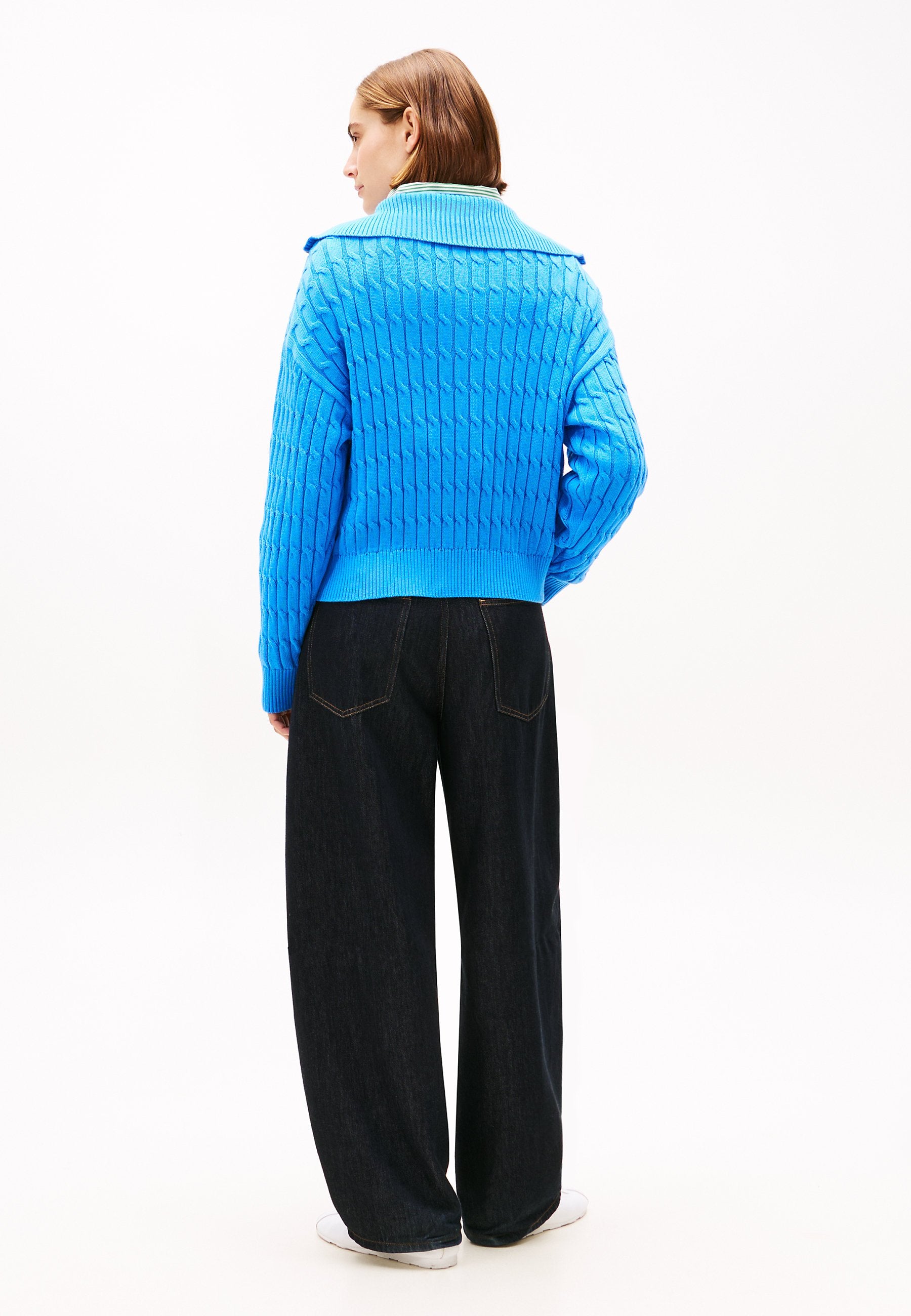 RELAXED CABLE KNIT HALF-ZIP JUMPER - Jumper - mesmerizing blue