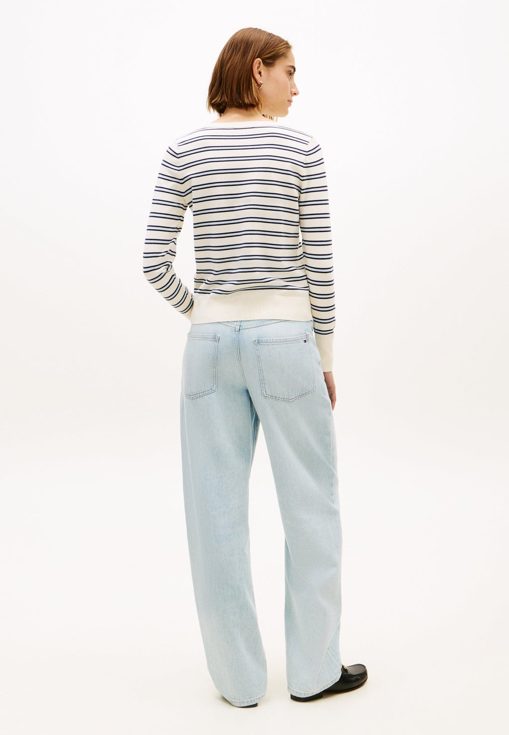 GOLD-TONE BUTTON JERSEY BOAT NECK JUMPER - Jumper - calico/dark navy blue