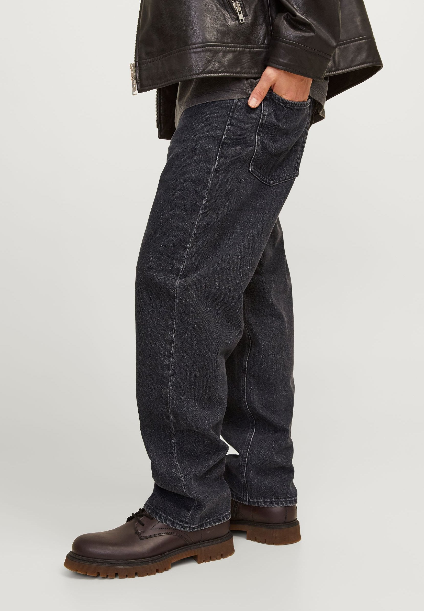 JJIEDDIE JJORIGINAL Loose Fit High Waist - Baggy Jeans - black denim