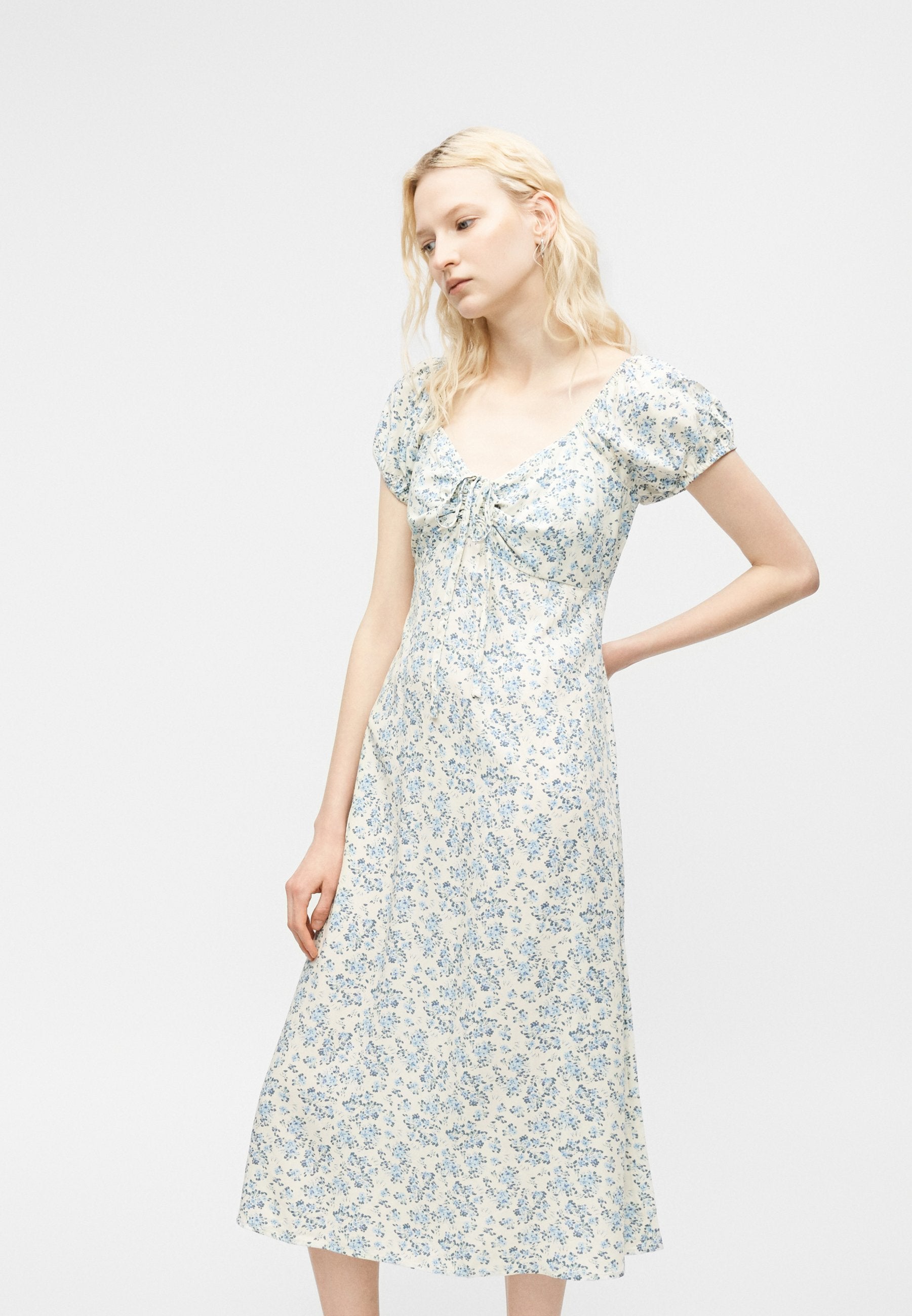 TIE PUFF MAXI - Day dress - blue