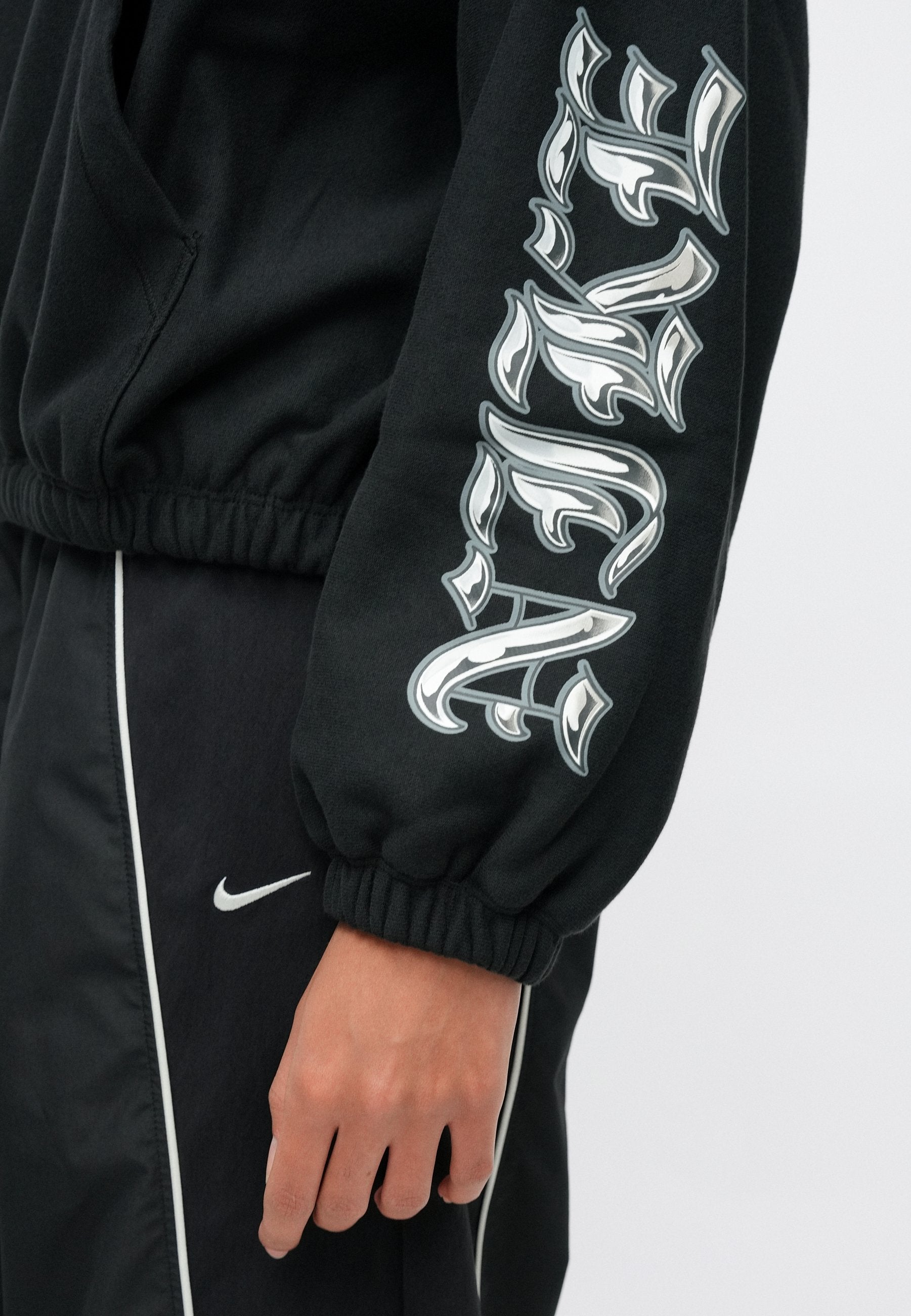 STREET - Sweat à capuche - noir/gris collège